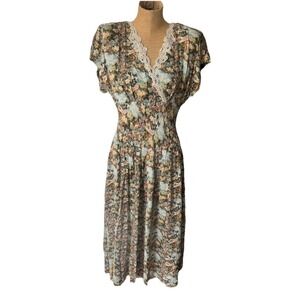 All That Jazz 90s Womens VTG Dress Sz 13 14 Floral Lace Button Back Fairy Grunge